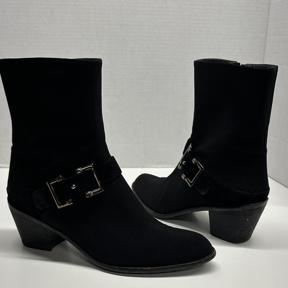 Stuart Weitzman Steady Date Heeled Boots Waterpfoof Gore-Tex Bootie Black Size 8 - Picture 9 of 10
